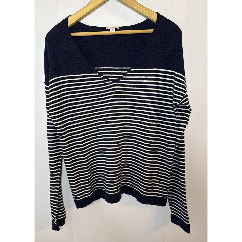 GAP Womens Sweater Navy Blue White Stripe Pullover Preppy Nautical‎ Americana